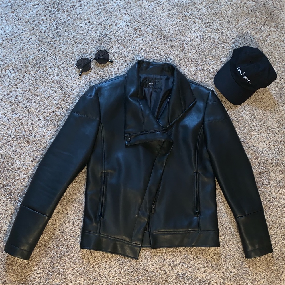 Men’s (Zara) Faux Leather Biker Jacket